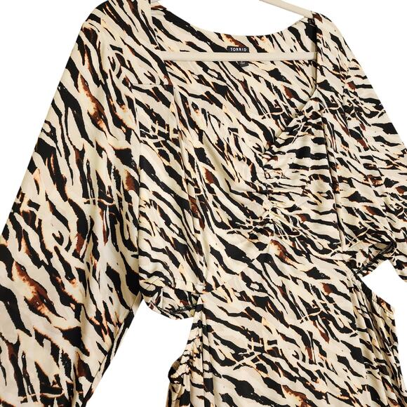 Torrid Womens Maxi Studio Knit Dress Plus Size 2X Watercolor Zebra Print Cutout - Picture 3 of 11